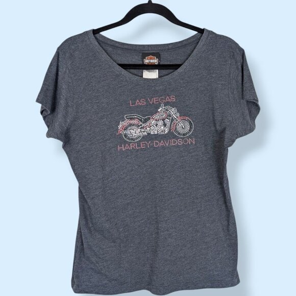 Harley Davidson Las Vegas Bedazzled Bike Tee - Picture 2 of 5